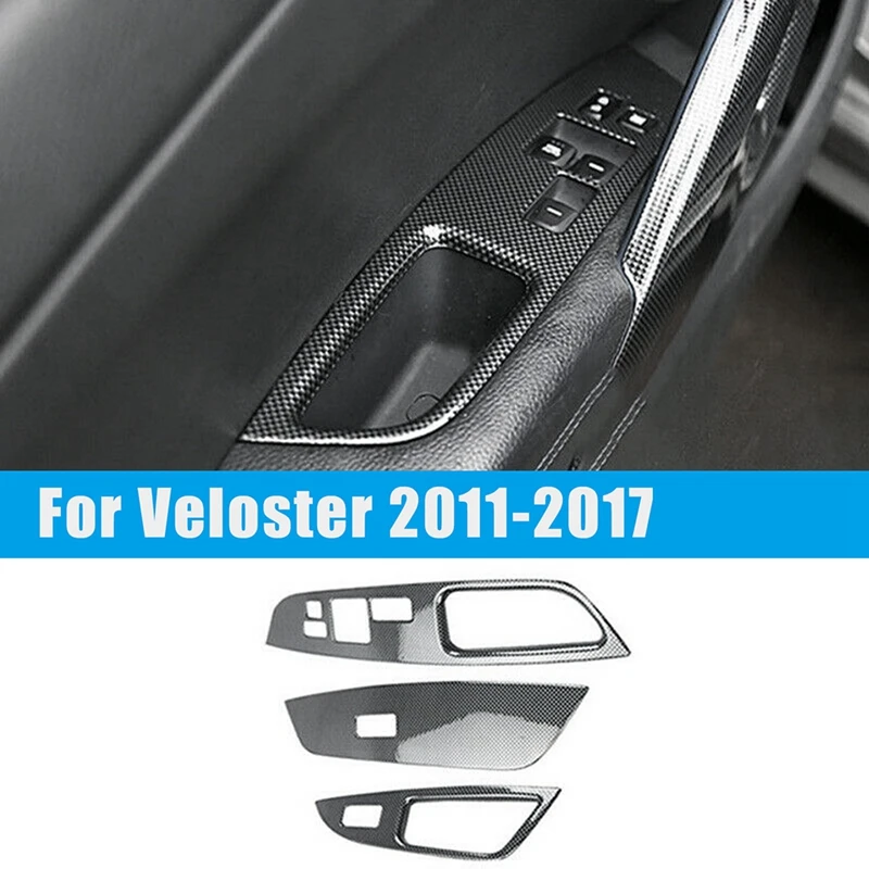 

3 шт. для Hyundai Veloster 2011-2017 кнопки стеклоподъемника из углеродного волокна панель Крышка отделка внутреннее украшение