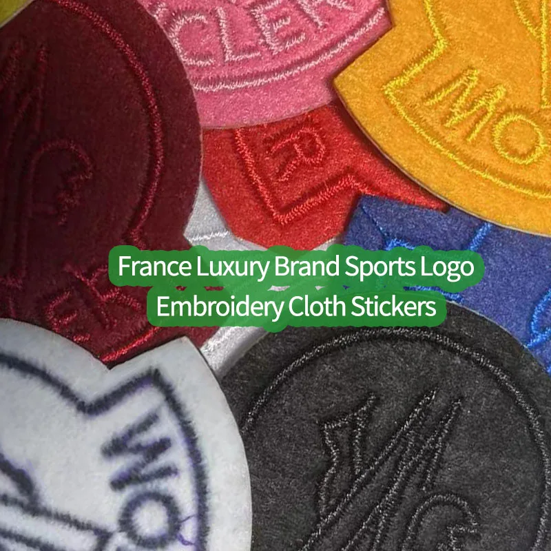 

5pcs France Luxury Brand Sports Logo Embroidery Cloth Stickers White Red Down Jacket Adhesive Ironing Patches DIY Hat Sew Decals