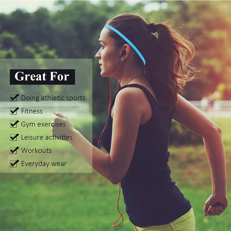 10pc Men Women Sports Headband Silicone Anti-slip Elastic Yoga Hair Bands Bandage Non-slip Outdoor Sport Sweatband Sports Safety