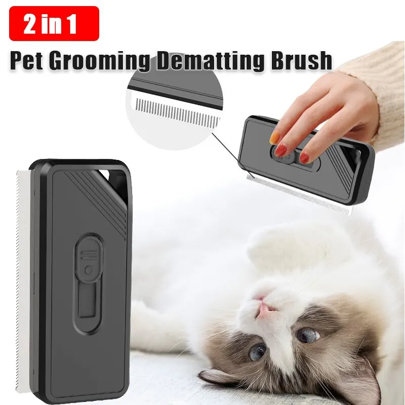 

2 in 1 Pet Comb Open Tangles Pet Grooming Dematting Brush Double Blade Telescopic Cat Dog Massage Comb Dropshipping
