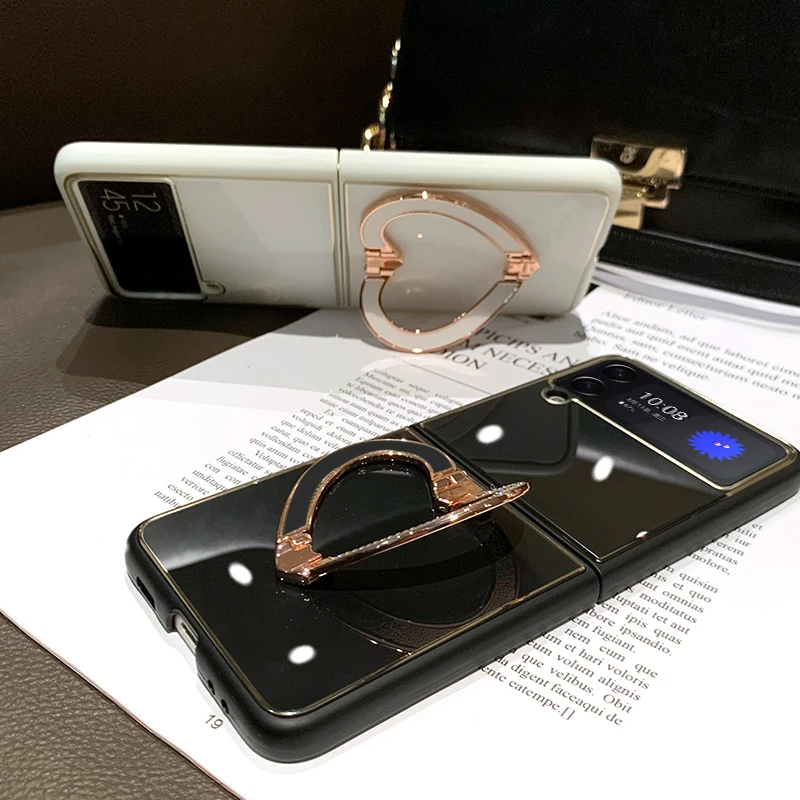 Ceny Z Flip 3 Etui Do Samsung Galaxy Z Flip 3 5G śliczne Z Miłością Serce Uchwyt Z Powrotem Z Flip3 ZFlip3 Pokrywa Do Galaxy Z Flip 3 Przypadki