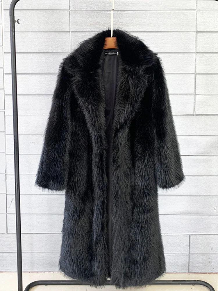

Faux Fox Fur Women Winter Overcoat X-Long Female Luxury Turn-down Collar Overcoats 2022 High Quality Lady Outdoor Party Clothes