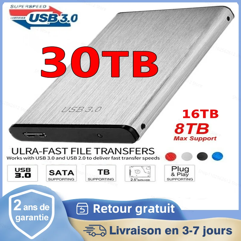 

New 30TB usb3.1 super large capacity external hard disk drive 2.5 inch SSD computer accessories SATA hard diskstorage device