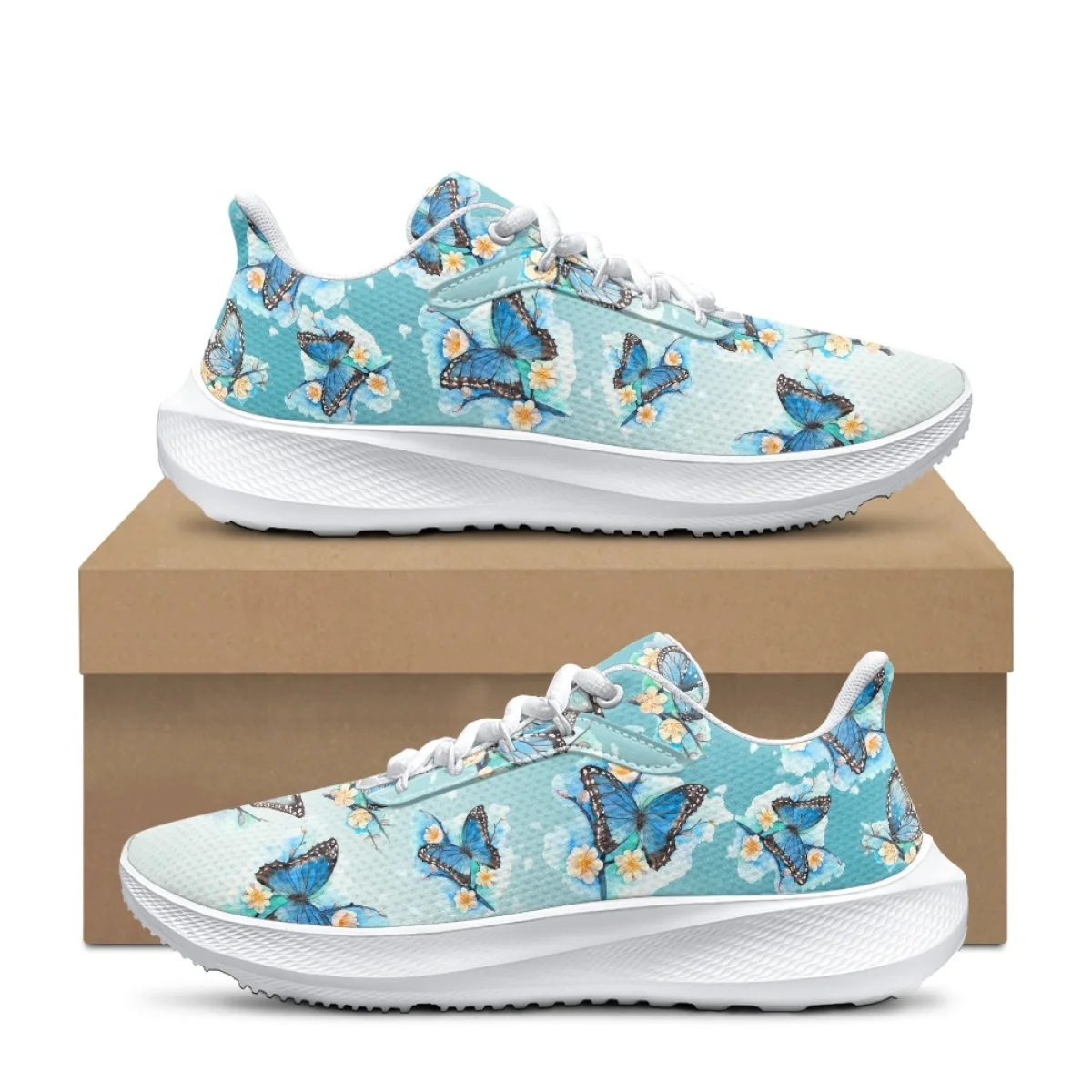 

Blue Gradient Butterfly Pattern Women Spring Autumn Running Shoe Non-slip Soft Shock Absorption Sneakers Outdoor Travel Footwear