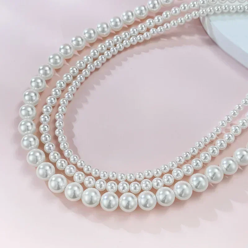 Прочное женское винтажное ожерелье с крупным жемчугом Shi Jia французской цепочкой