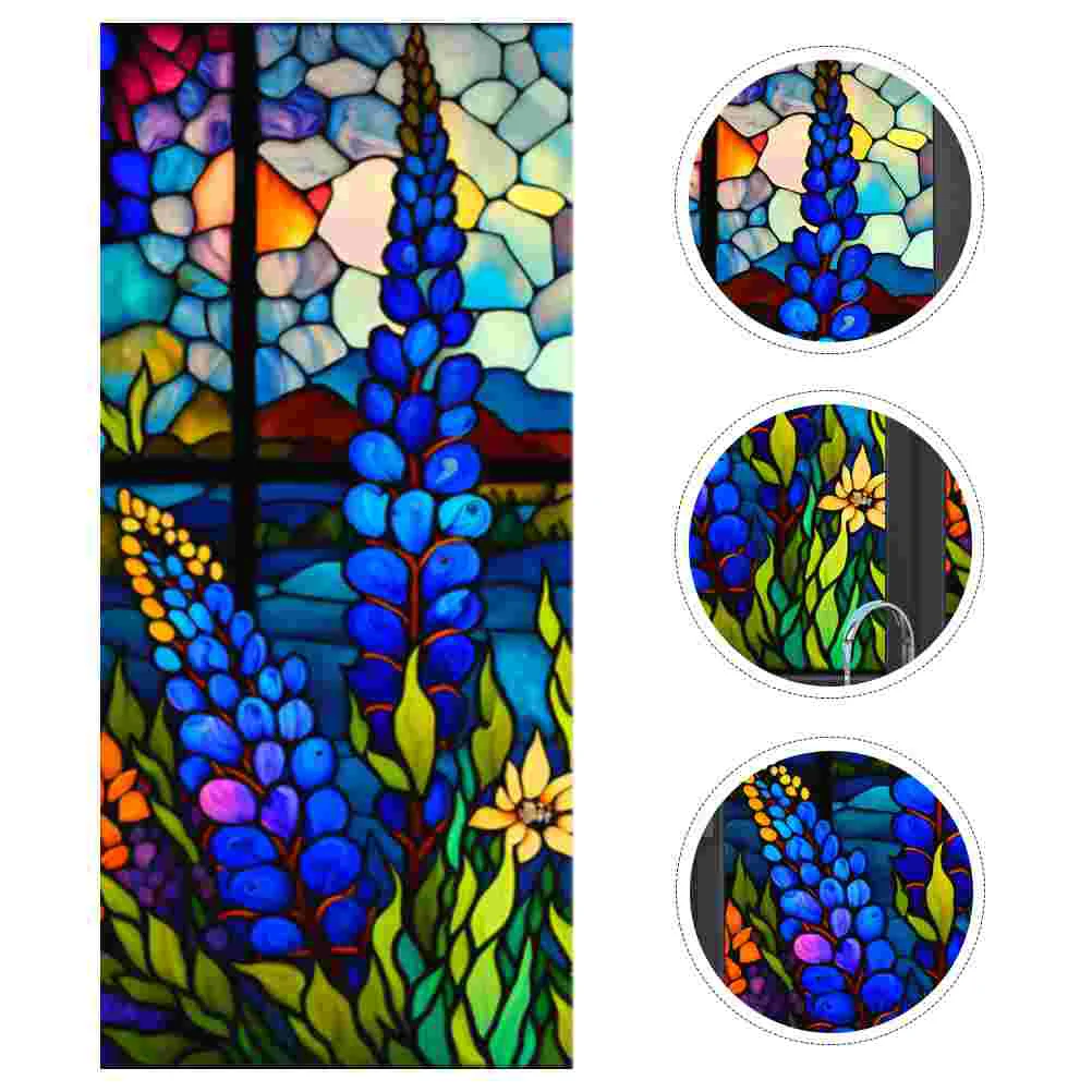 

Colorful Flowers Wall Sticker Static Window Film Vintage Privacy Bathroom Glass