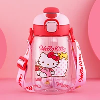 cartoon hello kitty cinnamoroll childrens water cup with straw summer plastic cup kindergarten drinking water bottle