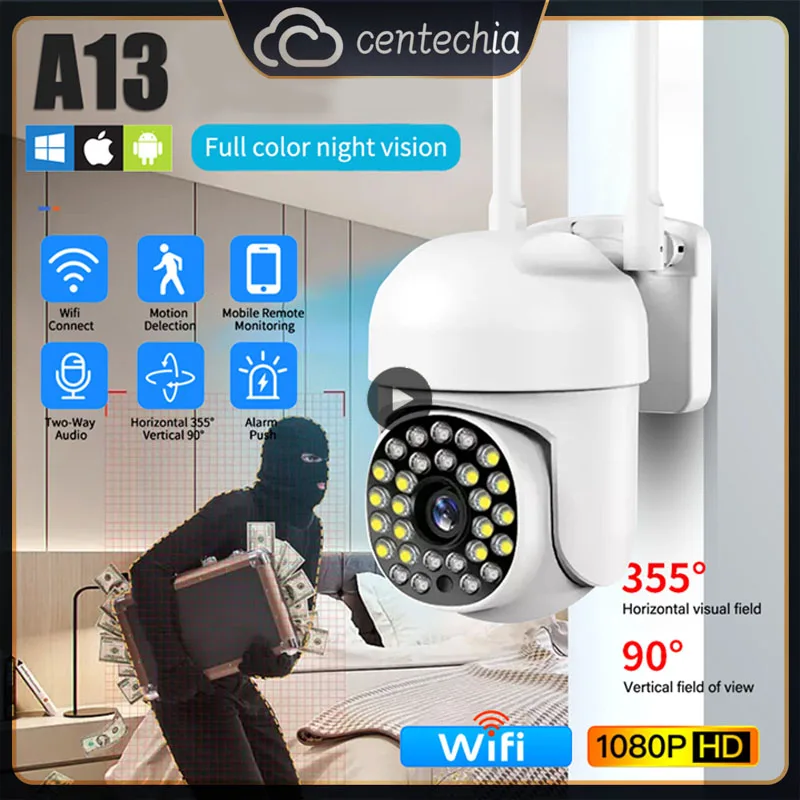 

Outdoor Home Surveillance Camcorders Two-way Audio 1080p Security Protection Monitor Night Vision 360 Degree Rotating Smart Home