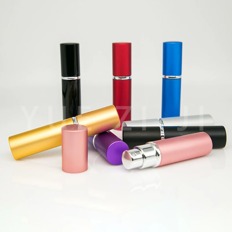 

10Pcs 5ml Bottle Mini Sprayer Aluminum Perfume Atomizer Metal Shell Glass for Travel Nozzle Refillable Alcohol Disinfectant