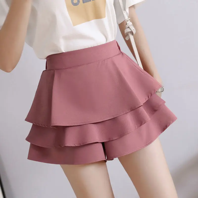 Летние шифоновые шорты черные белые зеленые розовые эластичные женские юбки с