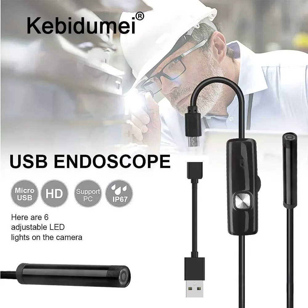 

kebidumei 7mm Mini USB Endoscope Waterproof 720P HD Borescope Snake Inspection Tube Video Camera Adapt For Smart Phone