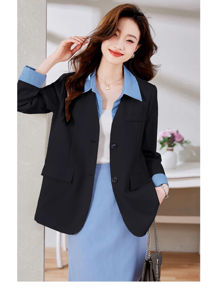 New High-end Luxury Long Sleeve Blazer Women Designer Fake Two Piece Jacket Office Ladies Spring Autumn Coats Casual