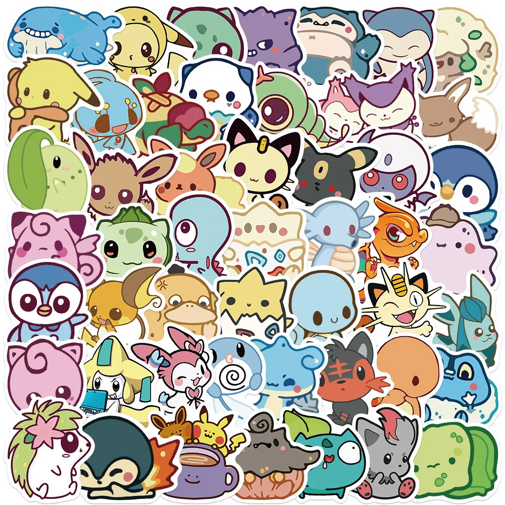 

10/30/50PCS Cartoon Pokemon Pikachu Anime Stickers Waterproof Bicycle Refrigerator Motorcycle Luggage Stickers For Kids