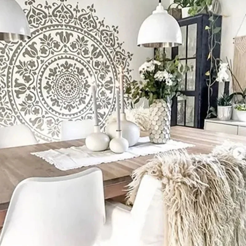 Большой Многофункциональный Трафарет Mandalay Для Рисования Пола Настенной Плитки