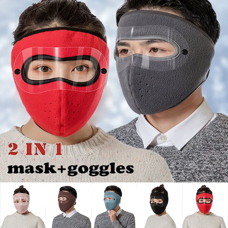 

New Outdoor Winter Warm Full Mask Men Women Cycling Windproof Removable Goggles Mask warm hat Bike Bicycle