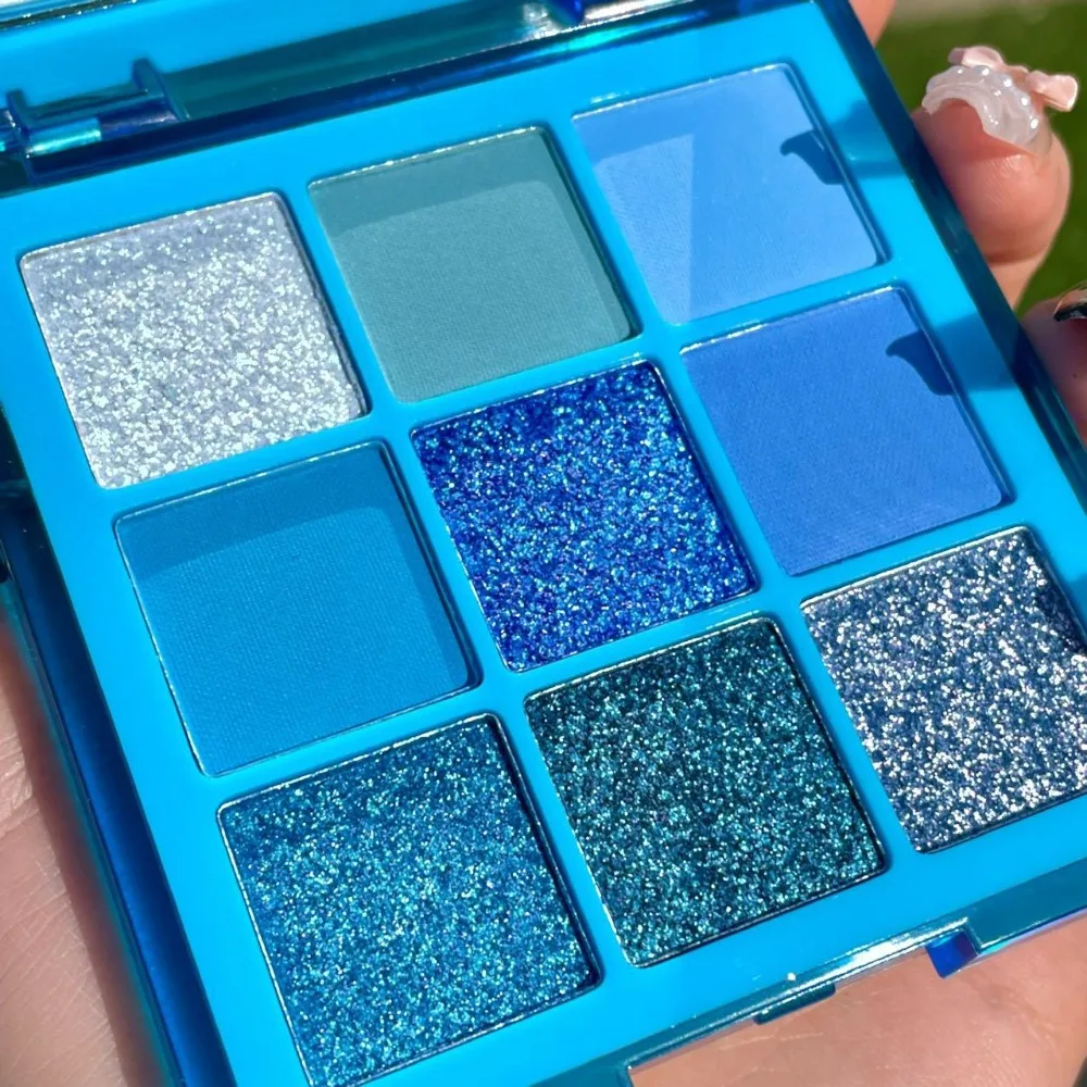 

Colors Makeup Blue Eyeshadow Pallete Blue Eyeshadow Palette Shimmer Glitter Matte Shades Neon Shiny Eye Shadow Eye Pigments