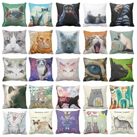 cats printed suede nap cushion cover european and american style cute animals pillow sofa pillowcase living room home decoration