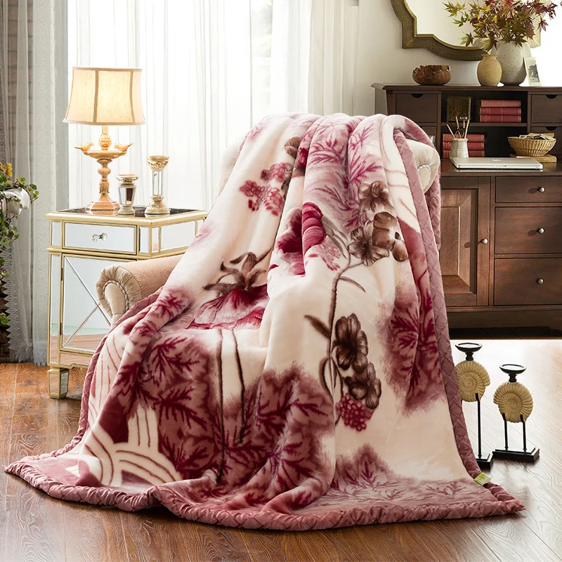 

Super Soft Winter Raschel Blankets Double Layer Faux Fur Mink Throw Thicken Fluffy Fleece Bedspread Weighted Blankets For Beds