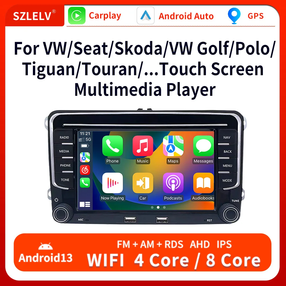 Автомобильный Мультимедийный Плеер Carplay Android 13 Для Volkswagen Vw Skoda Yeti Roomster Superb Octavia Fabia -