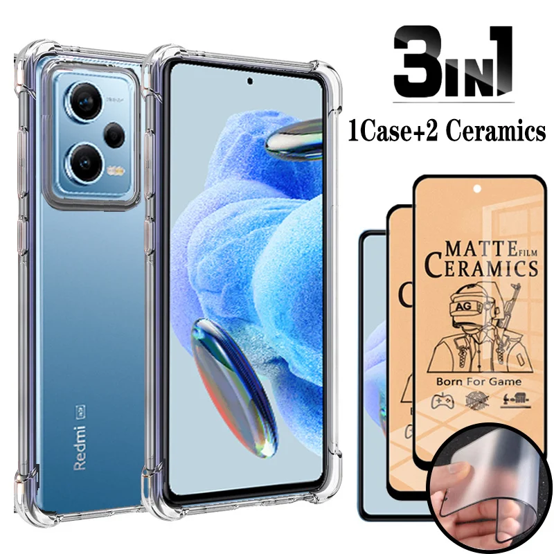 

Ceramic Screen Protector + Case for redmi note 12 pro 5g Silicon Bumper Cover for xiaomi redmi note12 pro plus shockproof case