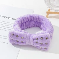 professional made simple solid color cute flannel comfortable makeup face wash ladies headband