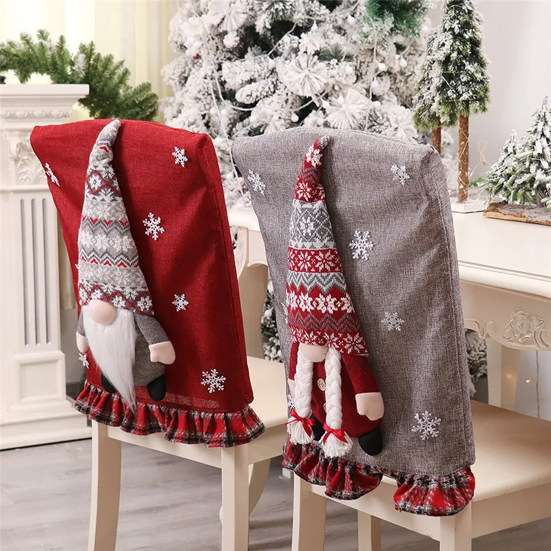 Christmas Gnome Chair Cover Merry Christmas Decorations for Home Navidad 2023 Xmas Decor Gifts Happy New Year 2024 Kerst Natale