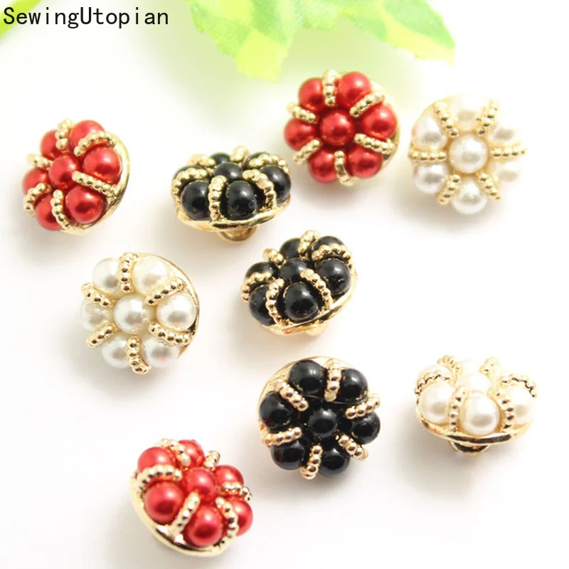 

20 шт., декоративные пуговицы с жемчугом, 12,5 мм