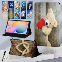 tablet case for samsung tab s2tab s3tab s4tab s5e 10 5tab s6 t865tab s7 cute pattern flip adjustable leather stand cover