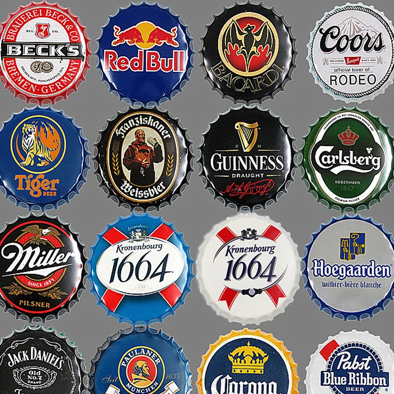 

American Retro Beer Cover Pendant Wrought Iron Decorative Wall Decoration Wall Hanging Creative Home Decorative Painting Crafts