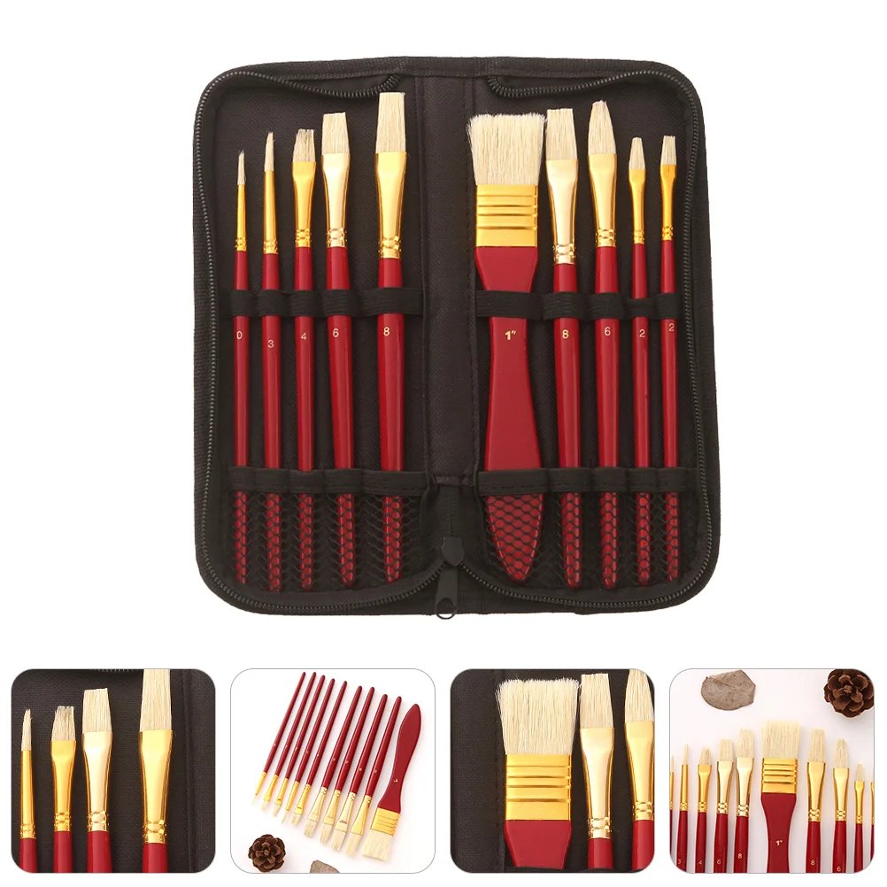 

Brushes Painting Flat Brush Art Small Watercolor Handle Long Oil Acrylic Artist Fine Paint Paintbrush Tipped Hair Sets Ink