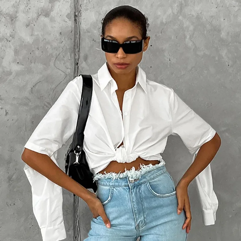Элегантная пригородная Офисная Женская рубашка модная белая блузка в стиле