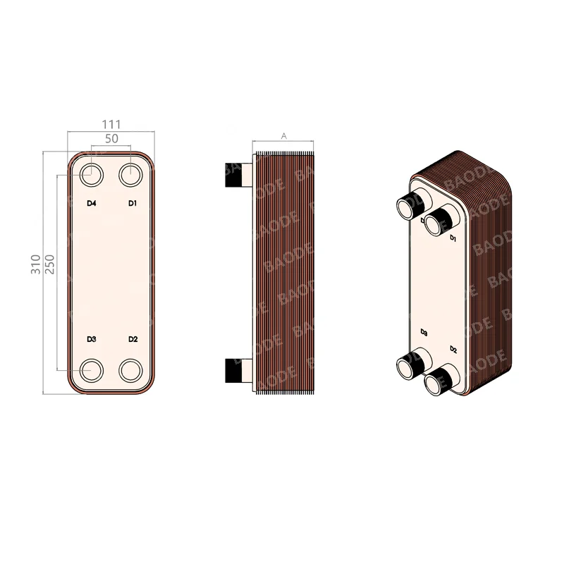 BAODE пластинчатый охладитель теплообменник из нержавеющей стали BL30-116D BL95-40D BL21-30