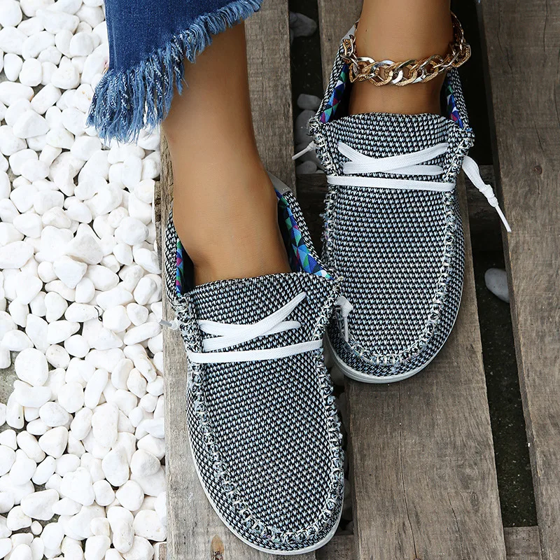 

New Women's Flats Fashion Breathable Lace-Up Casual Shoes Outdoor Light Comfortable Solid Color Loafers Tenis Sapatilha Feminino