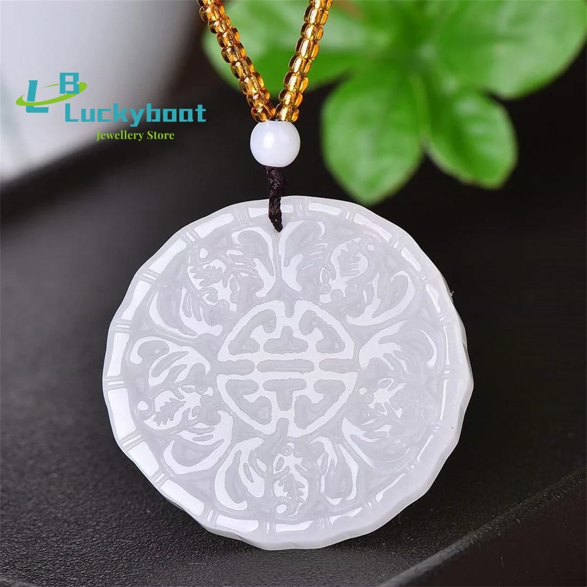 

Natural Gold Silk White Jade Five Blessings Brand Fu In Front of Your Eyes Pendant Simple and Personalized Versatile for Men and