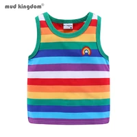 mudkingdom boys girls tank tops rainbow colorful stripe sleeveless t shirts for baby clothes summer unisex kids tops cotton