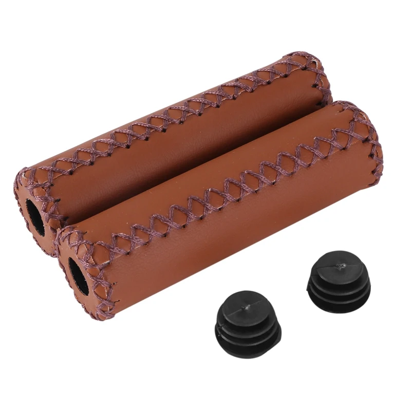

Pair Vintage leather bicycle Grips Grips trekking handlebars Cover