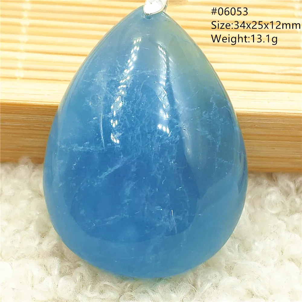 

Natural Blue Aquamarine Pendant Women Men Water Drop Jewelry Blue Aquamarine Necklace Brazil Jewelry Bead AAAAAA