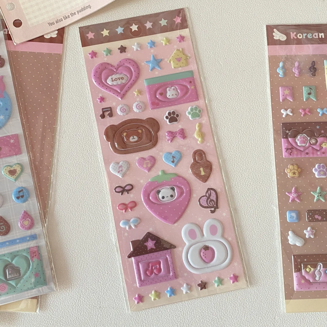 

Милая мультяшная губка с животными, 3D наклейка Kawaii, сделай сам, деко для скрапбукинга, журнал, девичьи рельефные наклейки для чехла для телефона, камеры, CCD