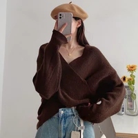 plus velvet thick thick knit sweater autumn and winter new korean version of loose and versatile casual lazy sweater