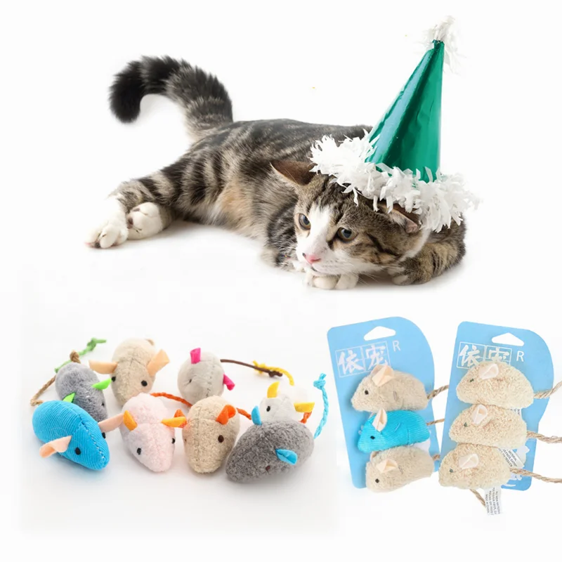 

3Pcs Colorful Mouse Cat Toy Plush Mice Bite Resistant Molar Toy False Mouse Kitten Playing Cat Toys Pet Supplies Cat Accessories