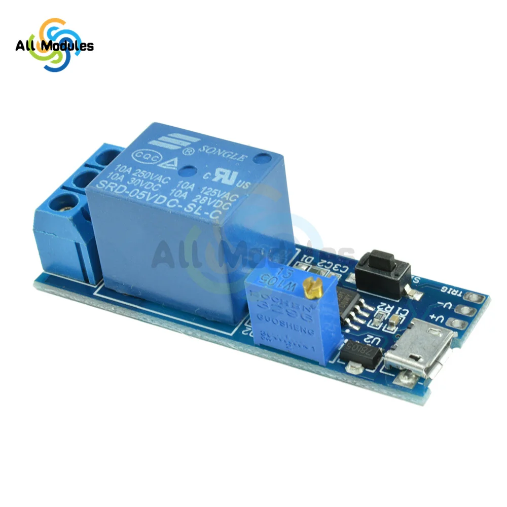 1 Channel 5V -30V Wilde Voltage 0-24s Adjustable Delay Internal/External Trigger Relay Board with Timer Delay Conduction Switch