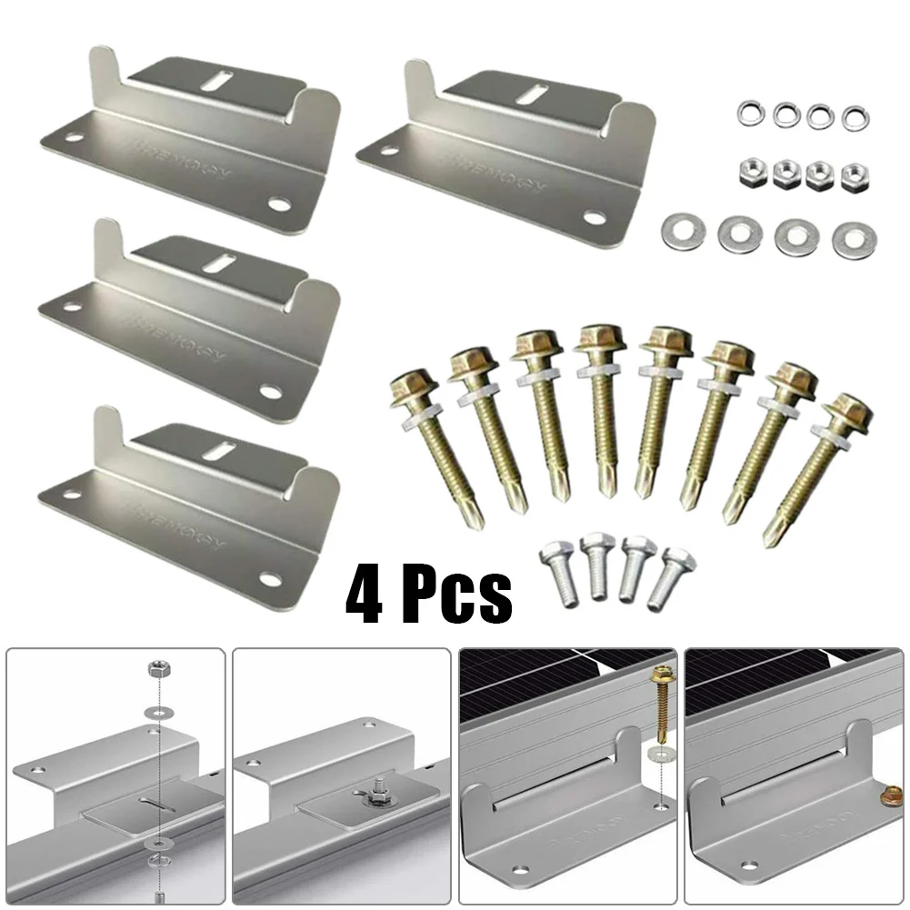 

4 Pcs Aluminium Alloy Solar Panel Mounting Bracket Photovoltaic Panel Z Shape Holder For RV Boat Flat Roof RV Yacht Accessories