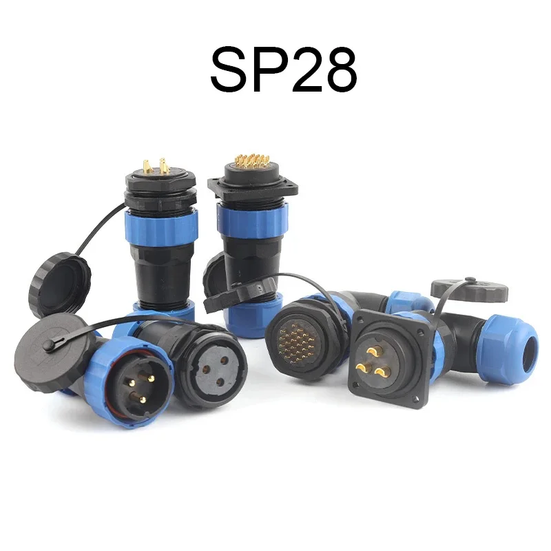 

SP28 IP68 Elbow&Straight Outdoor Waterproof Connector 1-26 Pin Butt/ Nut /Square Aviation Cable Connector Plug Sockets