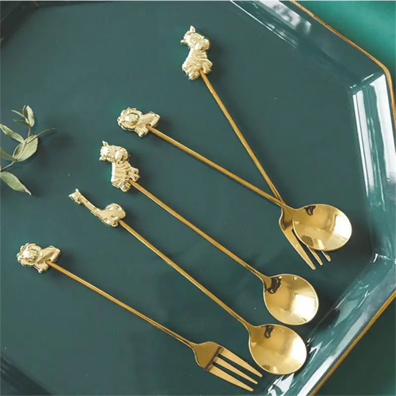 

Fruit Fork Spoon Teaspoons Dessert Cake Tea Stainless Steel Tableware Small And Cute Creative Cartoon Animal Shape Scoop