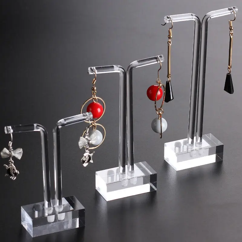 

3pcs Acrylic Earring Display Stand Clear Jewelry Earring Holder Lucite T Type Earring Retail Display Rack Photography Props
