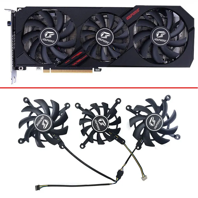 

3 шт. 85 мм 75 мм 4PIN GTX 1660 GPU охлаждающий вентилятор GTX650 вентилятор для цветной GTX 1660 RTX 2060 сменный вентилятор для видеокарты ultra oc