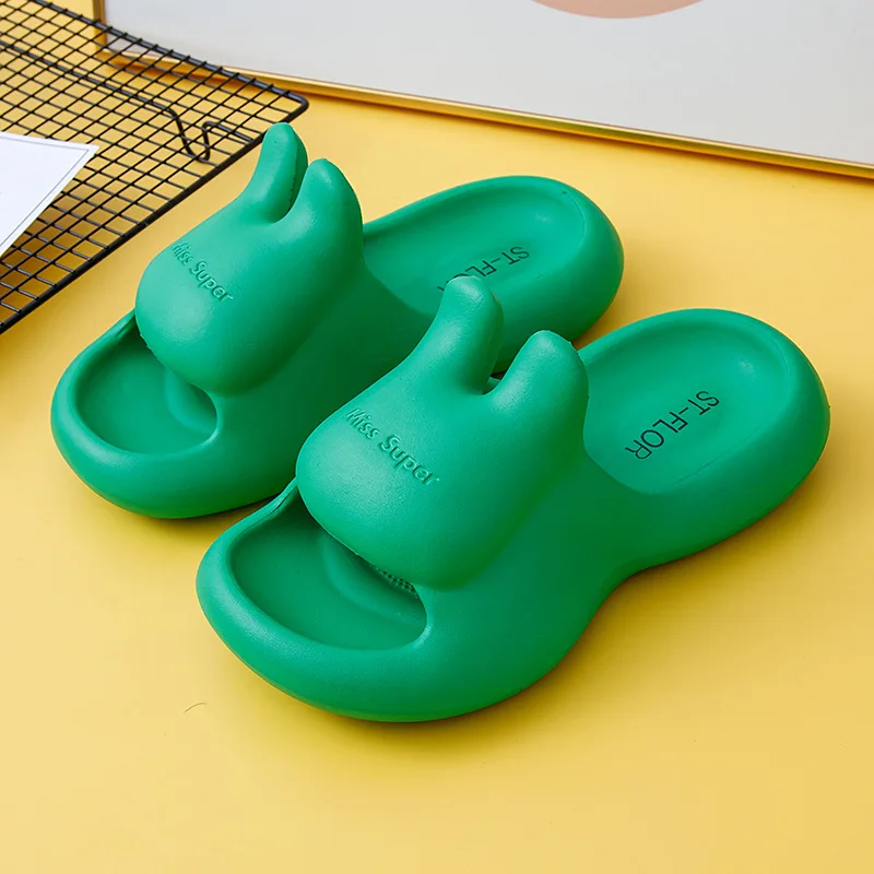 New Platform Slippers For Women Designer Cartoon Rabbit Pool Slides EVA Summer Thick Bottom Sandals Bedroom Funny Beach Shoes