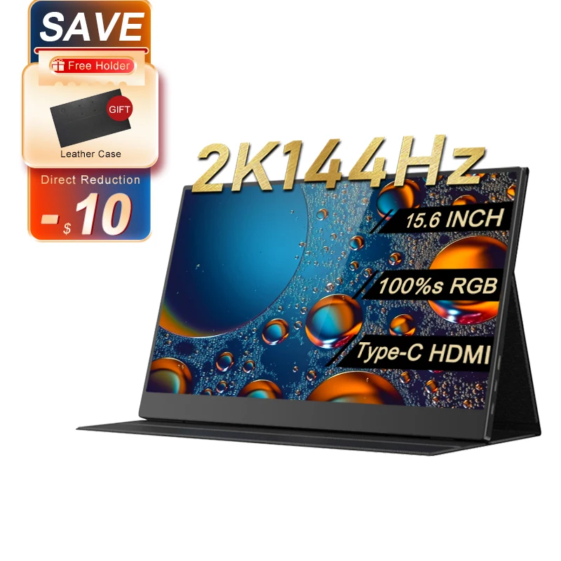 Игровой портативный монитор 15,6 дюйма, 2K, 144 Гц, HDR, IPS, игровой второй экран 100% s, RGB, PS4 5, переключатель, ноутбук, смартфон, компьютерная панель