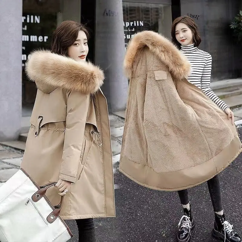 Parka Cotton-Padded Clothes  2023 down Cotton Jacket Women's Mid-Length Korean Style Loose plus Size Cotton Jacket Coat Fashion