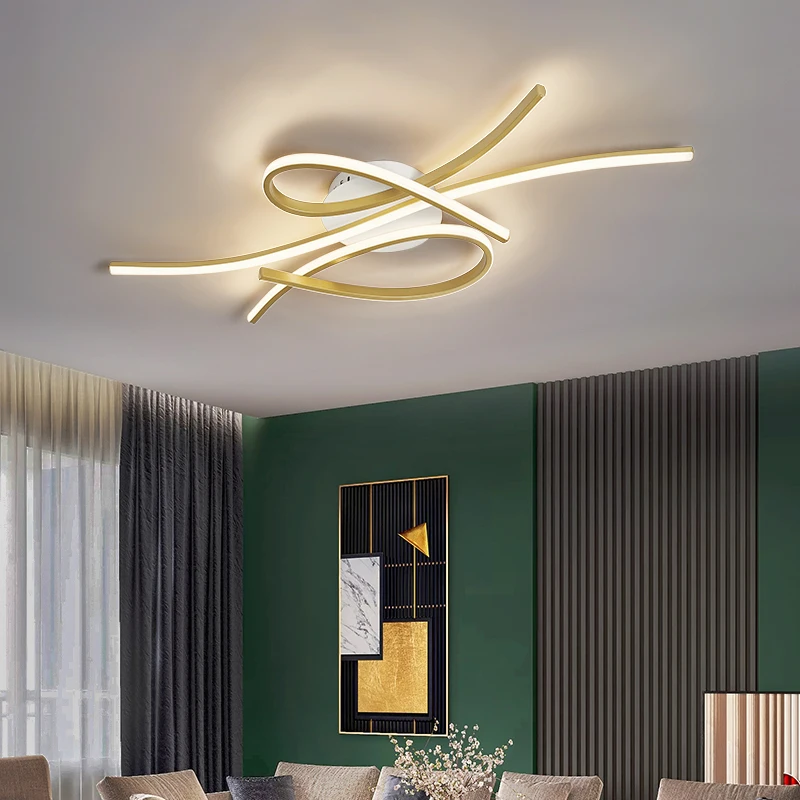 Black+Gold Modern LED Ceiling lamp for Dining Living room Bedroom study Office Shops Home 90-220V Nordic Ceiling Lights Lighting